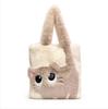 Креативная мультяшная кошка женская плюшевая сумка большой вместимости вышивка сумка-тоут простая модная мягкая сумка через плечо для осени зимы