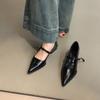 Sheepskin version~ Leather temperament pointed single shoes women's 2025 new spring and autumn one-word buckle shallow mouth Mary Jane small leather 
