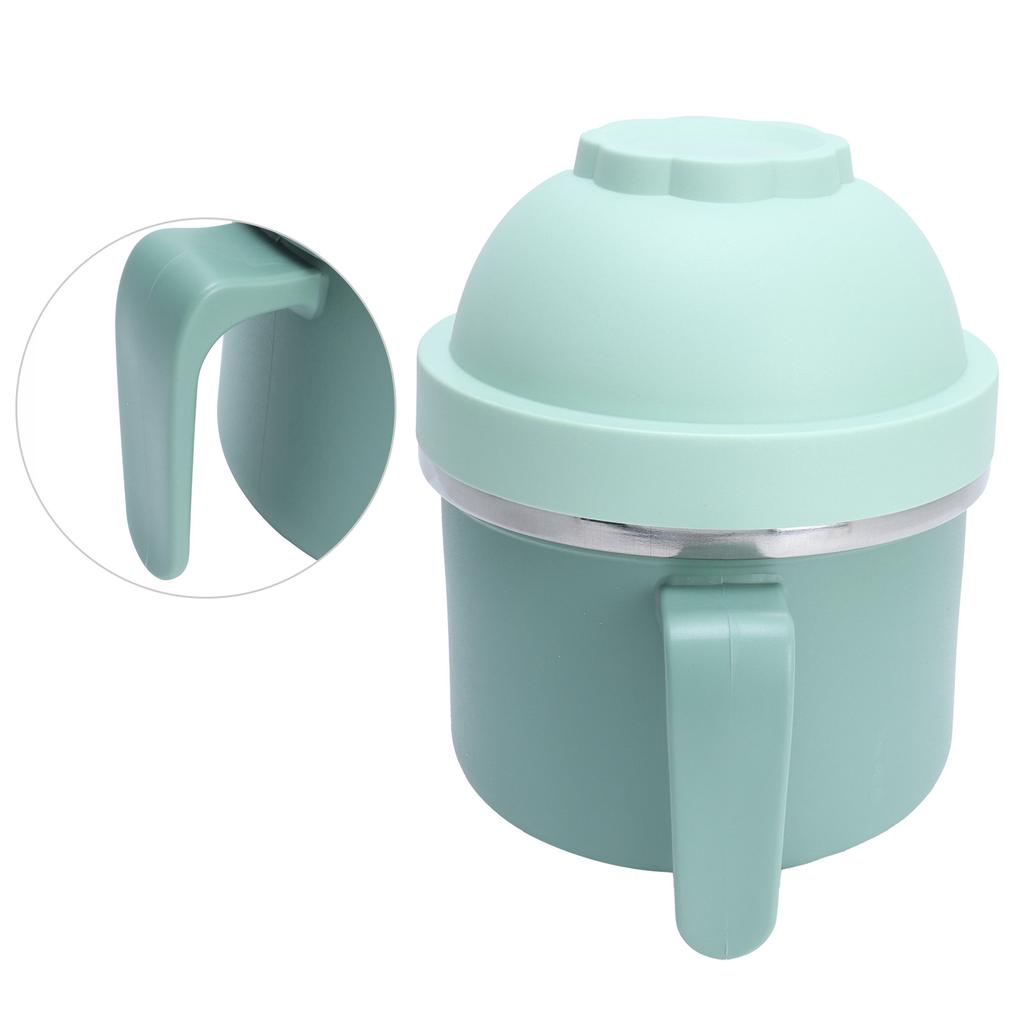 Portable Lunch Box Double Layer Thermal Noodle Bowl with Handle Kitchen Utensils Green