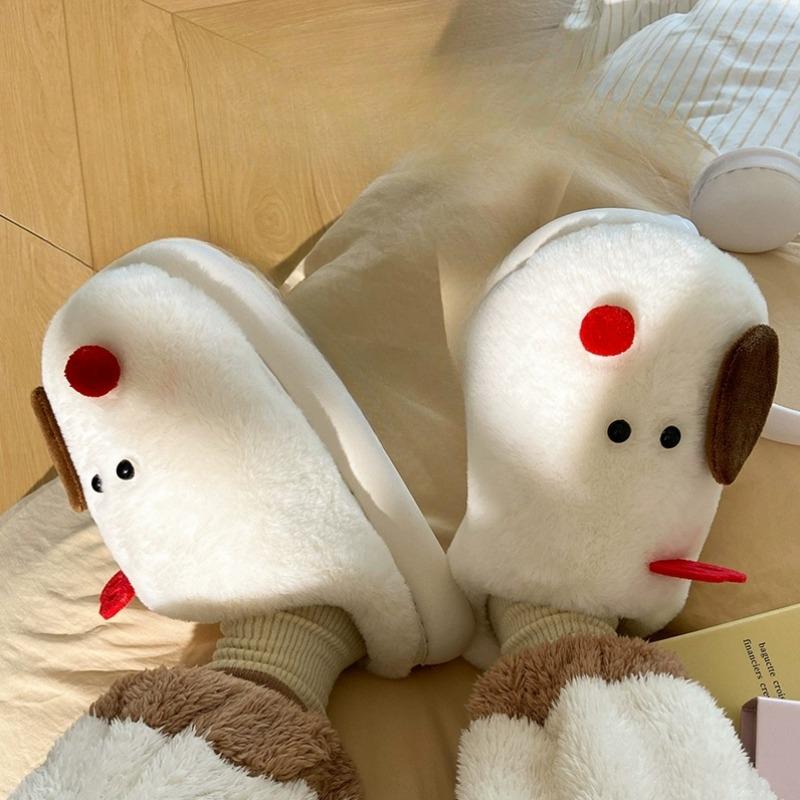 2024 New Winter Female Cartoon Warm Plush Slippers Indoor Non-Slip Home Slippers Women's Baotou Cotton Shoes