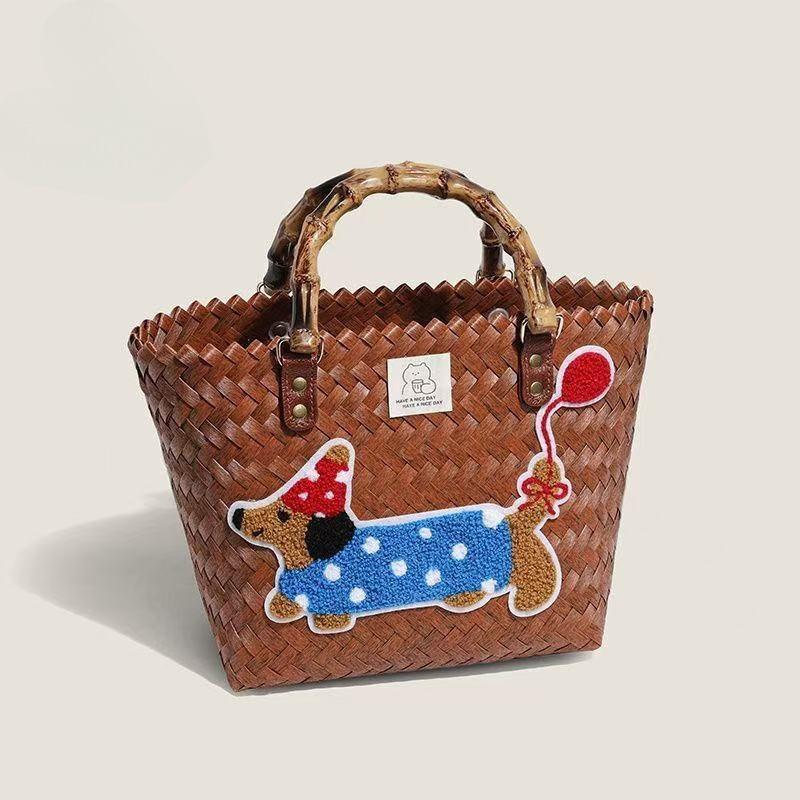 Сумка и корзина для хранения ручной работы с вышивкой «Такса»