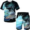 Summer Carp Fishing Pattern Men's T Shirt+Shorts 2PCS Outfits Casual Shorts Sets 3D Print Oversized Man Clothes O-Neck Tracksuit