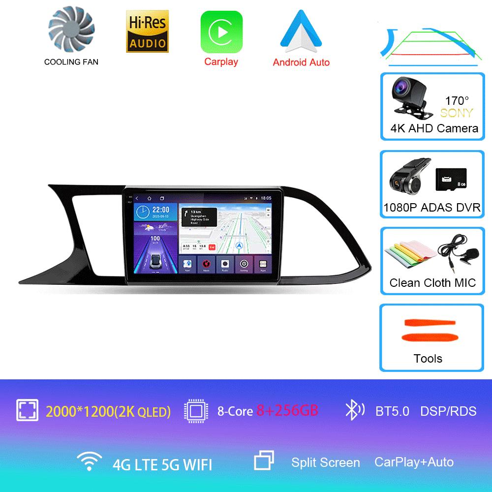 Автомобильное радио Android 14 Carplay для Seat Leon 3 2012 2013 2014 2015 - 2020 Навигация GPS Мультимедийный проигрыватель стерео Wi-Fi+4G Auto BT