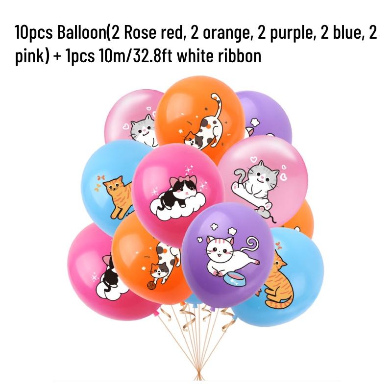 Украшения для дня рождения в кошачьей тематике Латексные шары Топперы для торта Баннеры И многое другое! Идеально для персонажей-любителей питомцев)