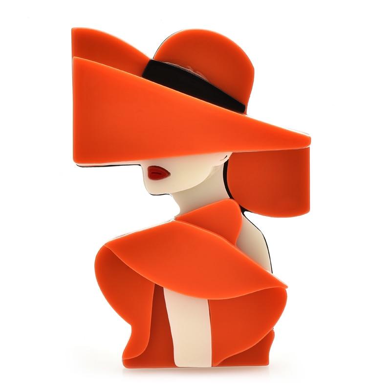 Blucome Акриловые очаровательные женские броши для женщин, 2 цвета, шляпа, современная вечерние офисная брошь для девочек, подарки на булавке