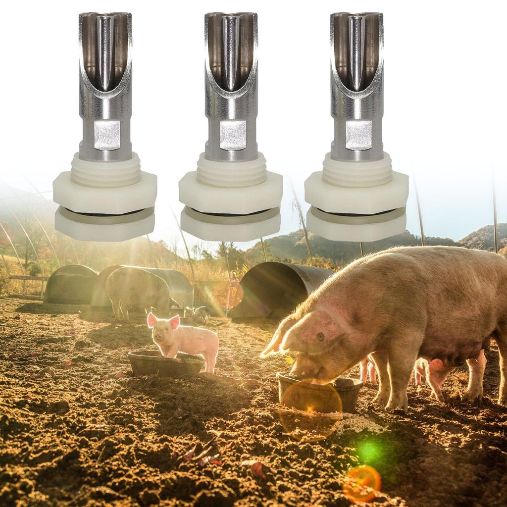 Набор из 5 автоматических поилок-сосков для свиней, прочная поилка из нержавеющей стали, кормушка для свиней и коз с соединителями
