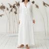 Luxurious Women's Kaftan Cotton Long Sleeve Plain Casual Oversized Maxi Shirt Dress