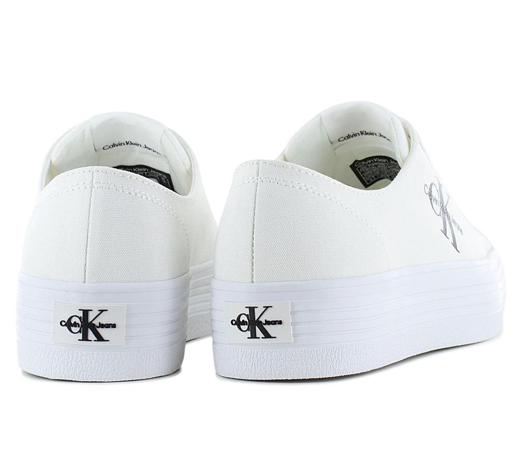 Calvin Klein Vulc Platform Essential Mono Shoes - Women's Platform Sneakers In Canvas White YW0YW01030-YBR ORIGINAL