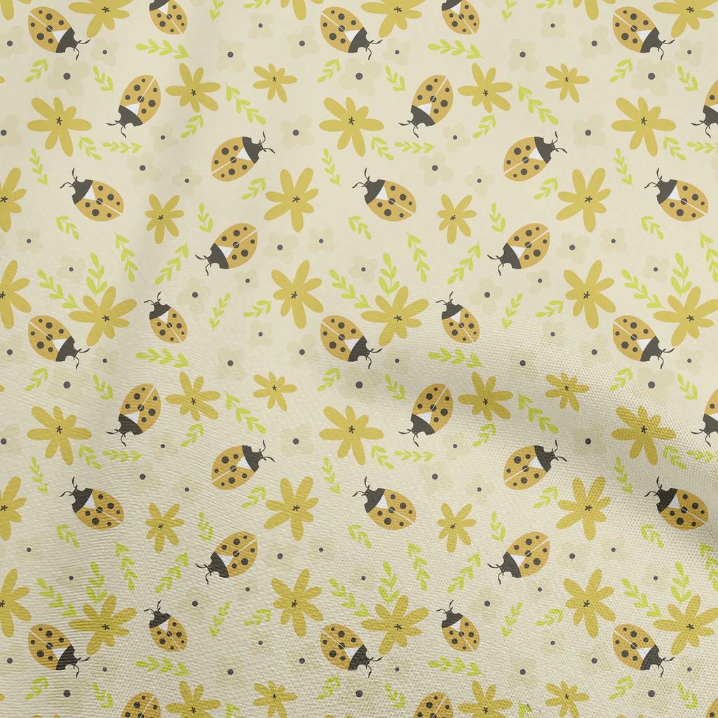 oneOone Cotton Poplin Aqua Blue Fabric Bird Ladybird  Craft Projects Decor Fabric Printed By The Yard 42 Inch