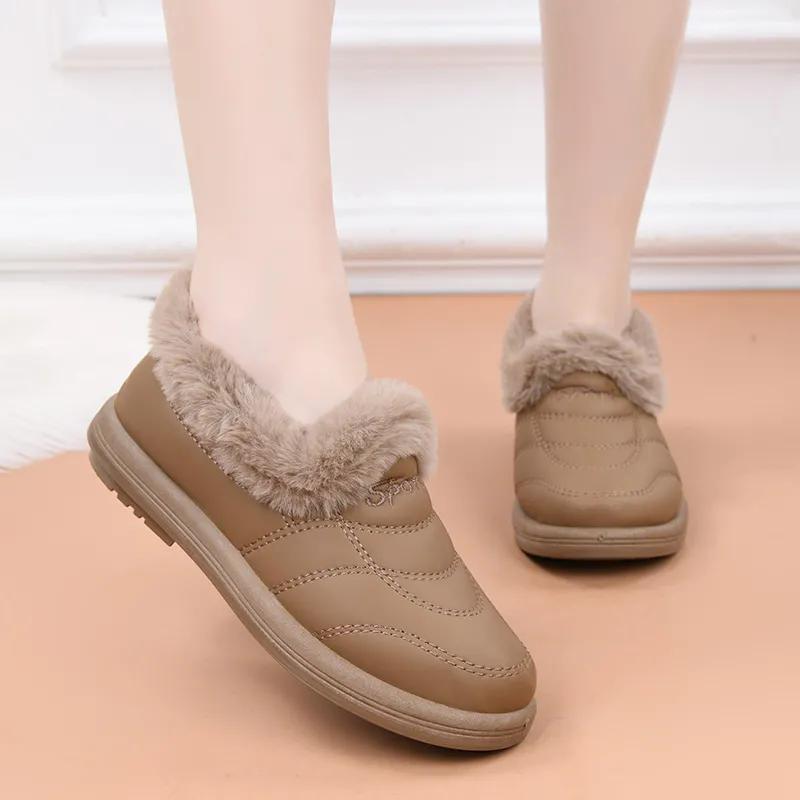 WTEMPO Универсальные однотонные туфли из ПУ с мягкой подошвой, нескользящие, женские, осенне-зимние, большого размера, теплые, плюшевые, повседневные туфли без застежек