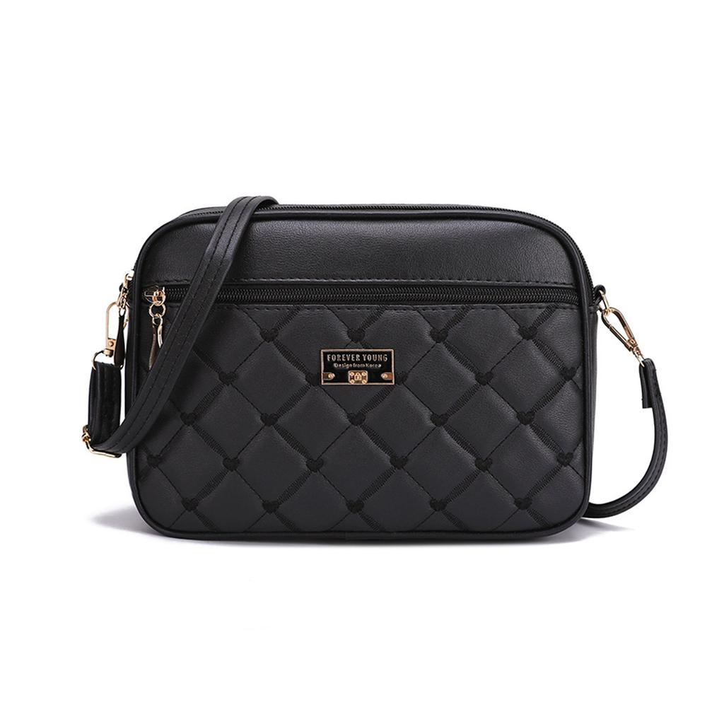 Women's Small Square Bag Fashionable Embroidered Checkered Shoulder Bag
