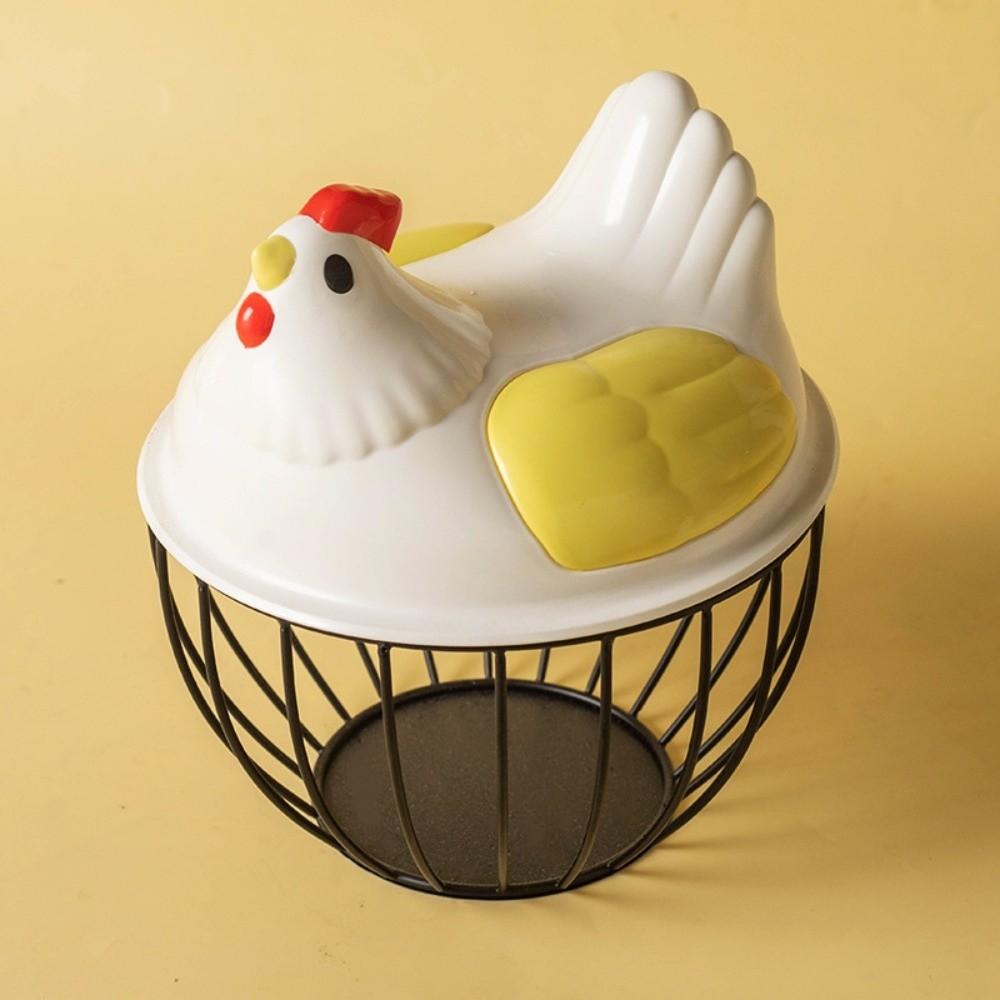 Rustic Egg Container Storage Hollow Iron Basket Hen Shape Egg Basket Kitchen Accessories