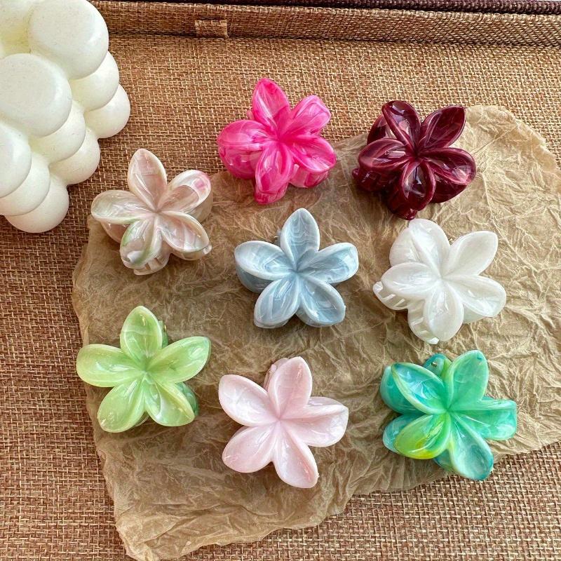 Small Daisy Flower Hair Claw - Marble Texture Wave Floral Design - Ponytail Hairclips - Sweet & Cute Style - Suitable for Daily Wear