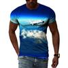 Fashion New 3D Printed Airplane Graphic T Shirts For Men Summer Trend Casual Fun Round Neck Short Sleeve Streetwear Tees Tops