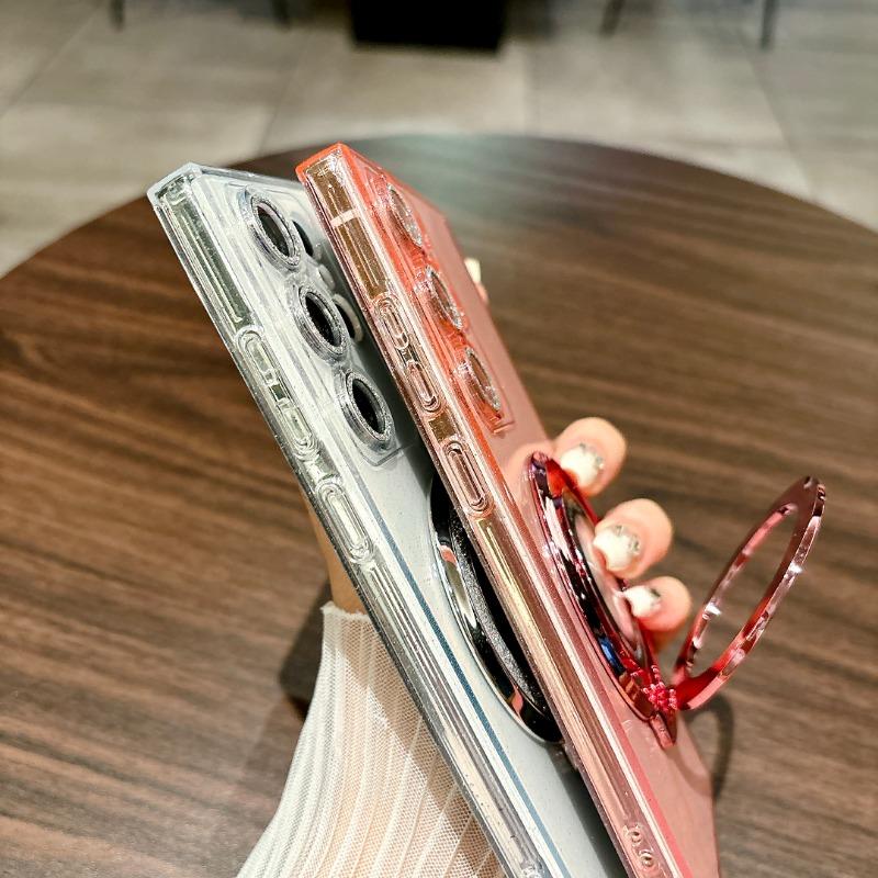 Soft TPU Glitter Silicone Case for Samsung Galaxy S24 Ultra S22 23 Plus S21 FE S20 Note 20 Ultra Ring Magnetic Stand Holder Back Cover