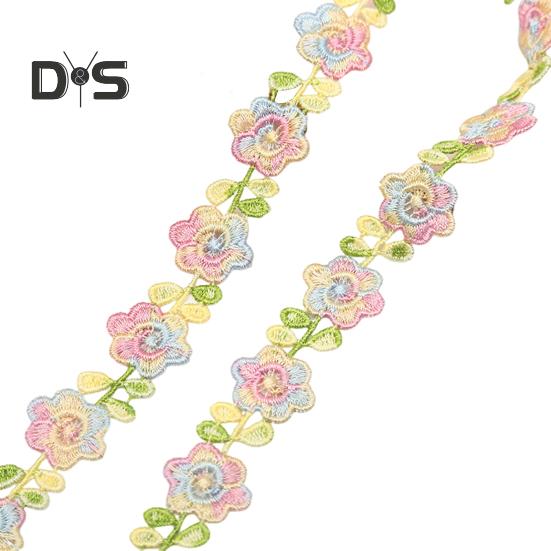 Цветочная кружевная отделка лента яркий цвет широко используется DIY ремесла вышитые крючком кружева отделка ткани украшения для шитья