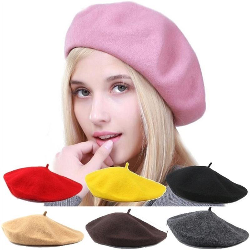 Women Winter Fashion Hats Warm Wool Sweet Beret French Artist Beanie Cap
