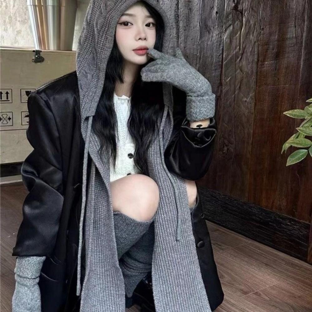 New Winter Warm Shawl Balaclava Hats Integrated Thicken Beanies Caps Ear Protection Soft Hooded Scarf