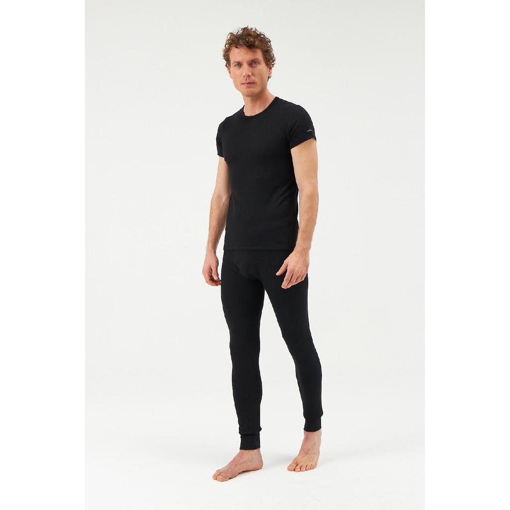 Мужское термобелье с короткими рукавами и круглым вырезом цвета экрю