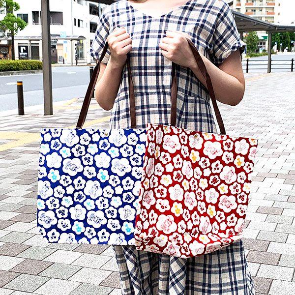 Mizumori Ado Japanese Pattern Series Hand Tote Bag Red Tote Bag Outing Ado-chan
