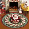 Santa Claus Round Carpet 3D Optical Illusion Pattern Floor Mat Christmas Holiday Decor Non-Slip Rug for Living Room Bedroom