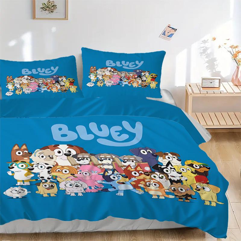 Bluey Friends Adventure Print 3Pcs Bedding Setduvet Cover With 2 Bedropillowcase Home Birthday Gift