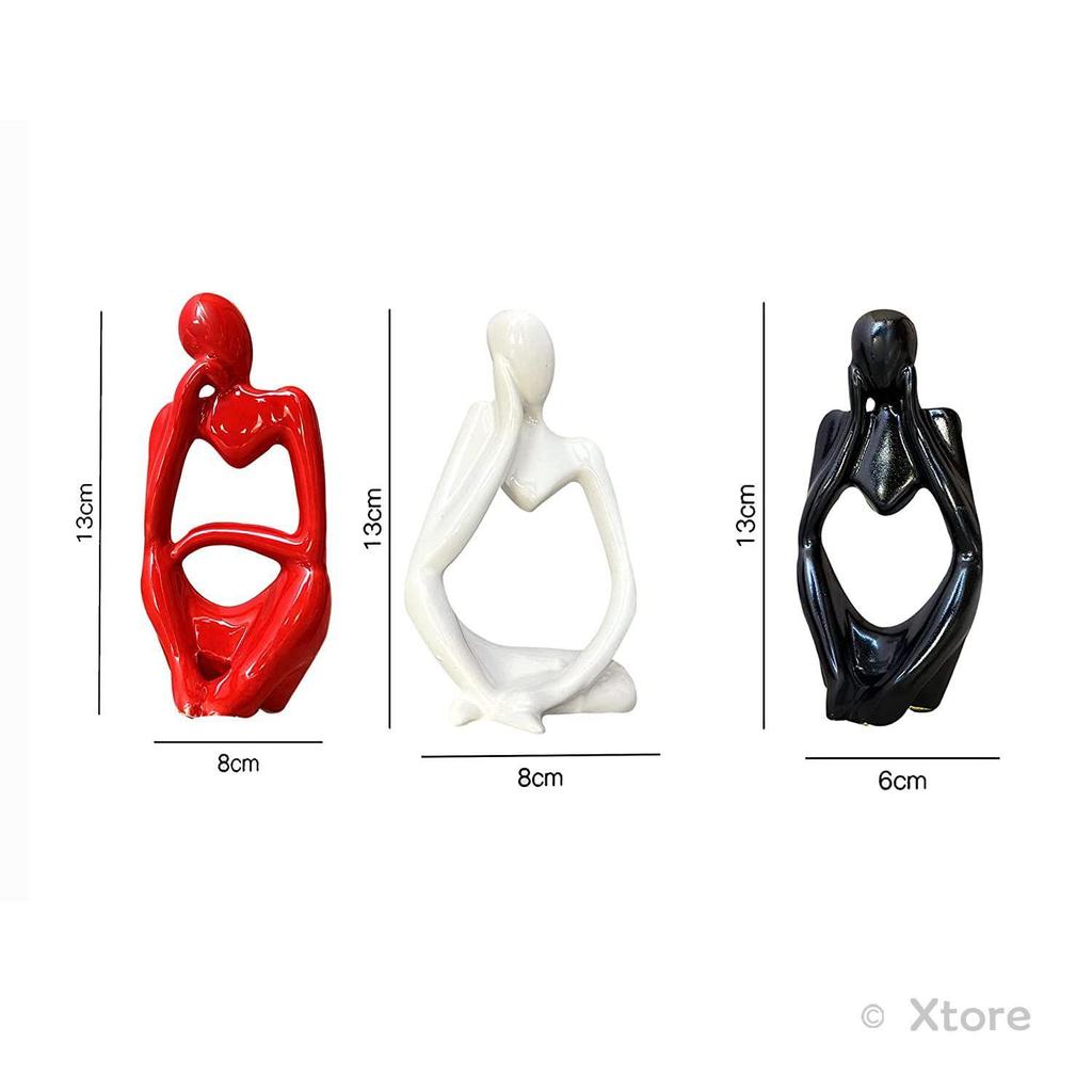 Декоративные статуи Мыслителя для домашнего декора (Упаковка из 3 шт., черный, красный и белый)