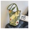 Oil Painting, Floral, Shoulder Bag, Large Capacity, Hand-held, Bucket Bag