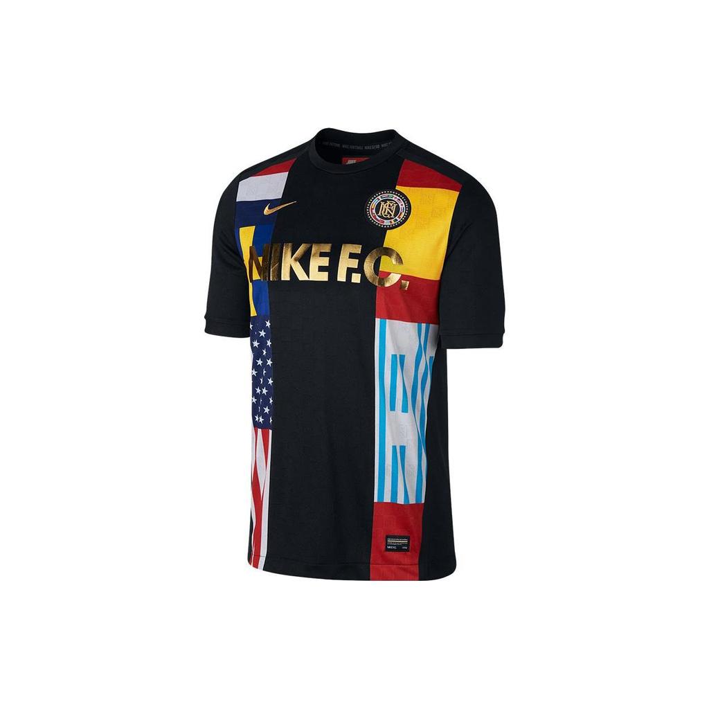 Nike Футболка мужская с коротким рукавом и надписью Letter Sports с круглым вырезом и футбольным свитером, черная 886873-011