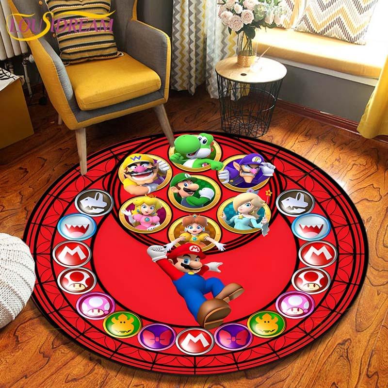 Круглые коврики с героями мультфильмов «Братья Марио», коврик для гостиной, декор комнаты, домашние коврики, игровой коврик, детский милый ковер, ковры в стиле аниме
