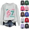 Ladies' Digital Printed Casual Long Sleeved Hooded Sweatshirt Top