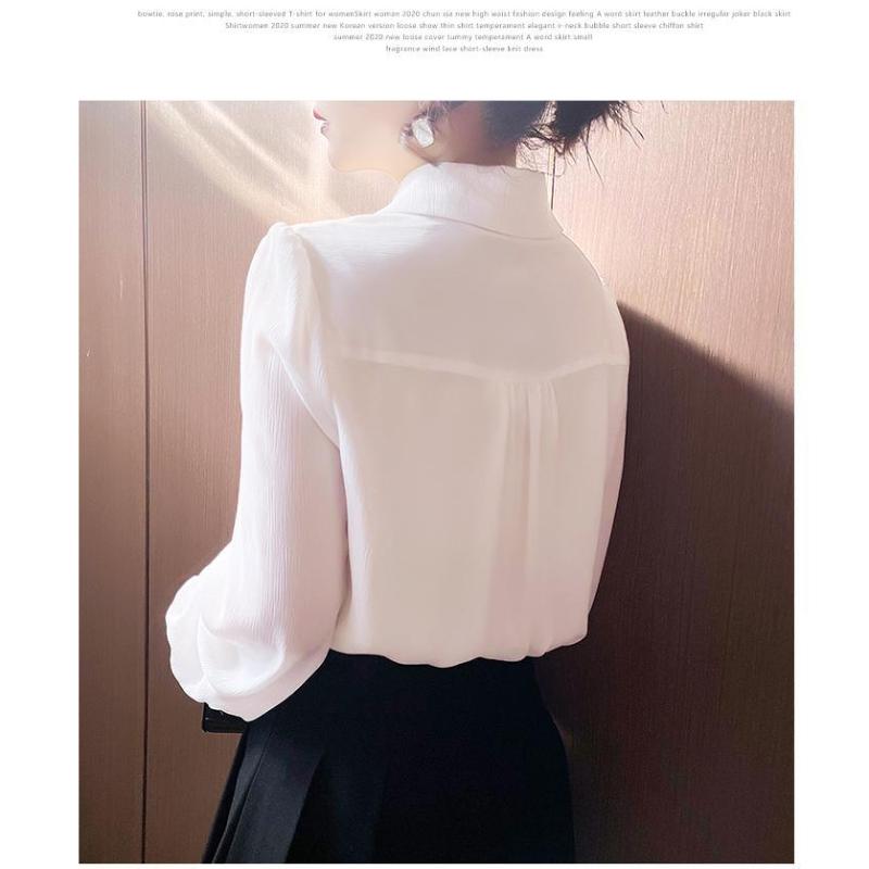 Женские новые рубашки с пришитым воротником ПОЛО на пуговицах, модные, однотонные, универсальные, повседневные, с длинным рукавом