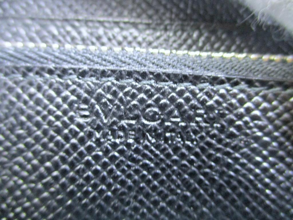 Authentic BVLGARI BVLGARIBVLGARI Black Leather Round Zip Long Wallet #a970  Pre-owned