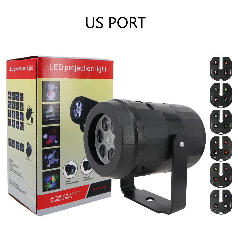 Рождественские проекционные огни 6 сменных карточек с узорами Светодиодные сценические огни Декор в виде снежинок Вечеринка Лазерный проекционный светильник