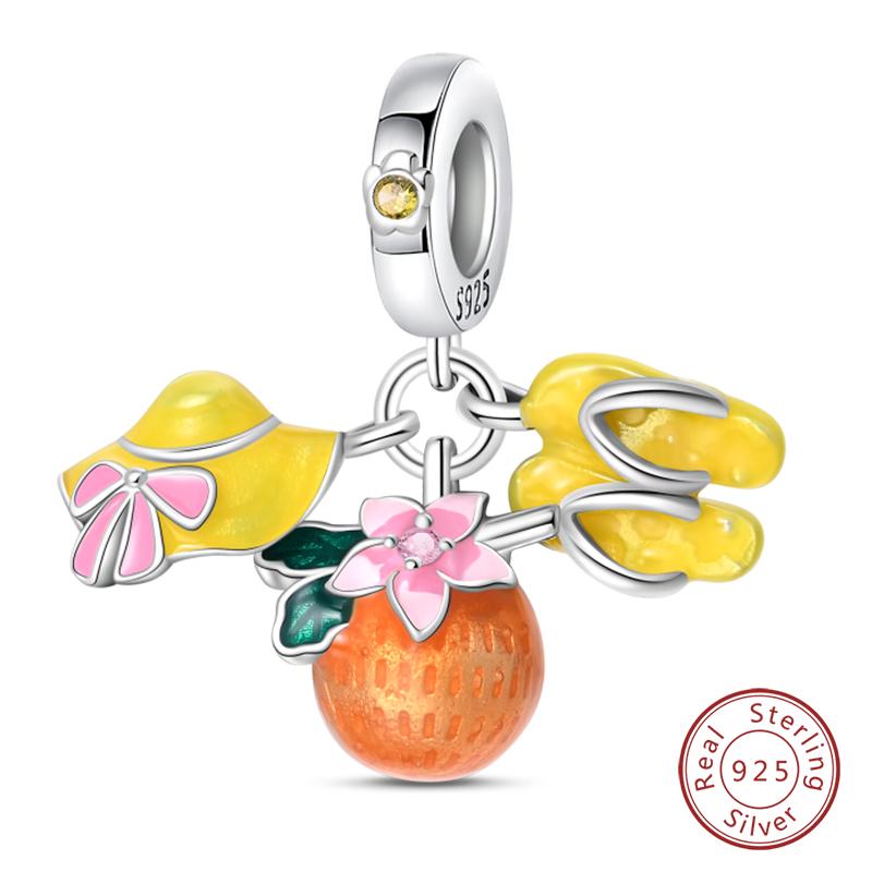 100% 925 Silver Autumn Harvest Series Brown Music Squirrel Scarecrow Pumpkin Maple Leaves Charms Beads DIY Jewelry Gift