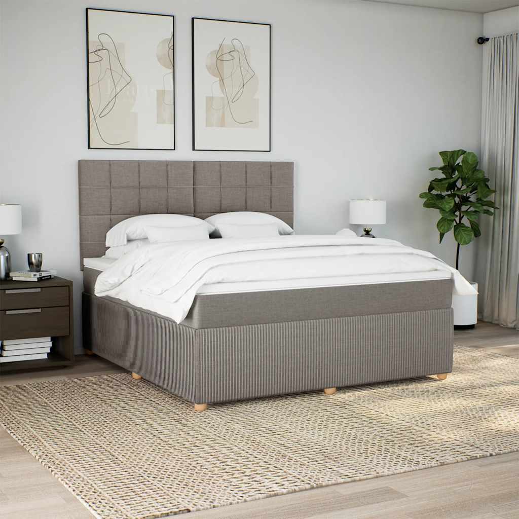 Box Spring Bed with Mattress Taupe 180x200 cm Fabric