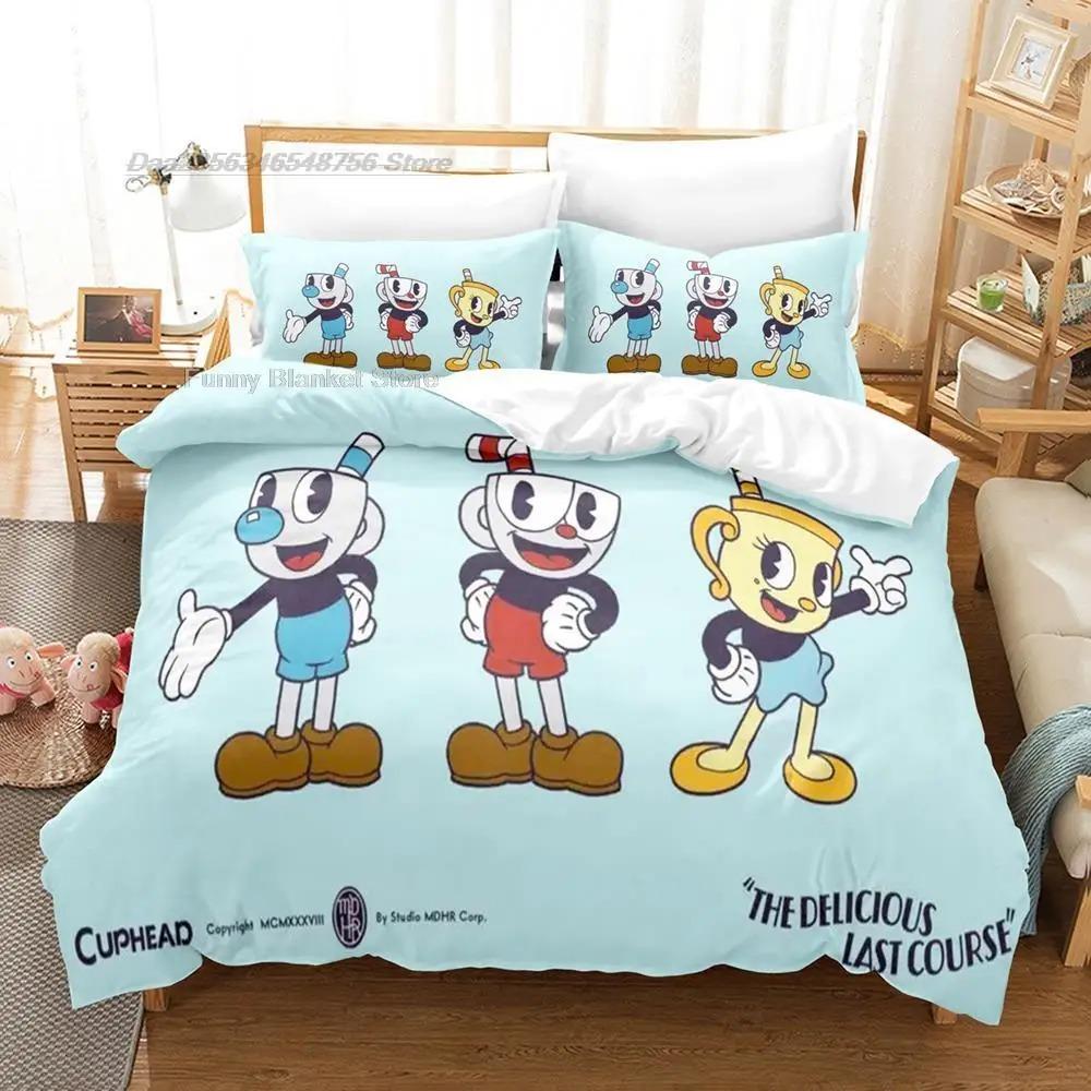 The Cuphead Show Bedding Set Single Twin Full Queen King Size Bed Set Aldult Kid Bedroom Duvetcover Sets 3D Print Anime Game