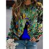Spring And Autumn 3D Peacocks Printed Long Sleeve T Shirt Women Florals Pullover Harajuku Clothing Fashion Women Tops Sweatshirt