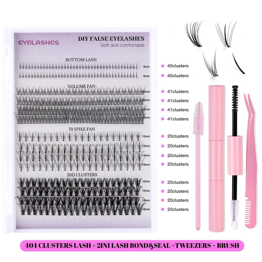 404 Clusters Large-Capacity Lower Eyelashes: DIY Mixed Small Devil Single Cluster False Lashes