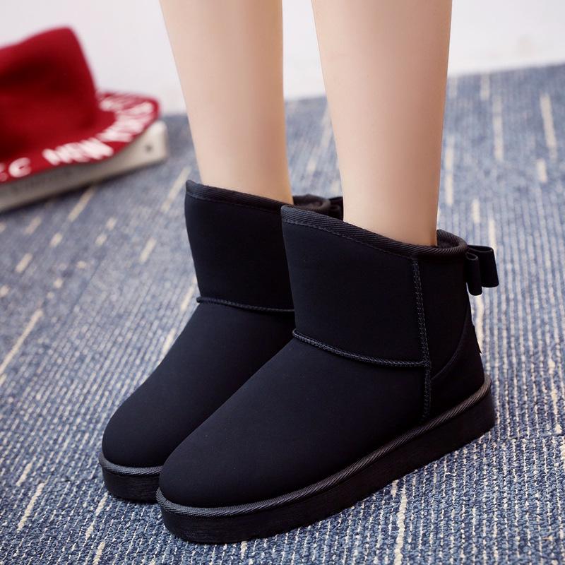 Ins Fashion High Quality Women Winter Snow Boots Plush Waterproof Warm Fur Female Ankle Boots Shallow Solid Rubber Women Boots