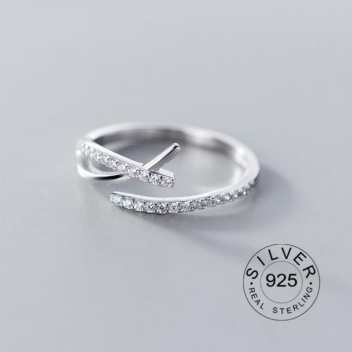 Xiaomi 925 Sterling Silver Zircon Rings For Women Geometric Fine Jewelry Finger Adjustable Geometric CZ Ring For Party Birthday Gift
