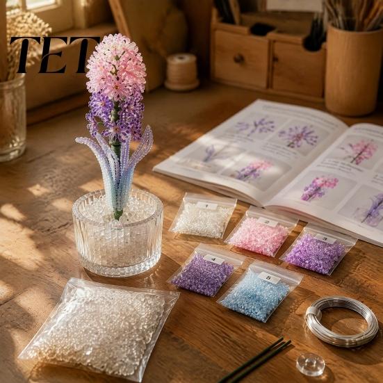 Artistic Beaded Floral Decor DIY Hyacinth Kit, 3D Beading Flower Art Crafts Set, Set Handmade Themed Kit for Kids Adults Beginners Handcrafted