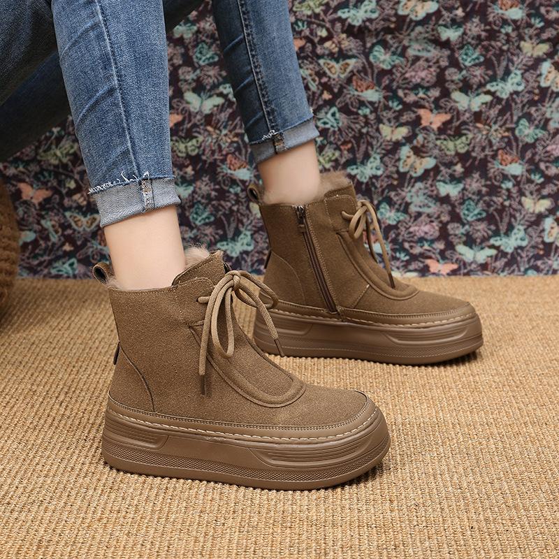 Модные зимние ботинки на толстой подошве, женские, бархатные, теплые и удобные, хлопковые, кожаные, повседневные, нишевый дизайн, ботинки Martin