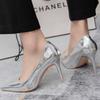 Sexy High Heels Pumps Shoes Woman Elegant 2024 Large Size 46 Leather Luxury Gold Silver Women's Heeled Party Wedding Shoe Ladies