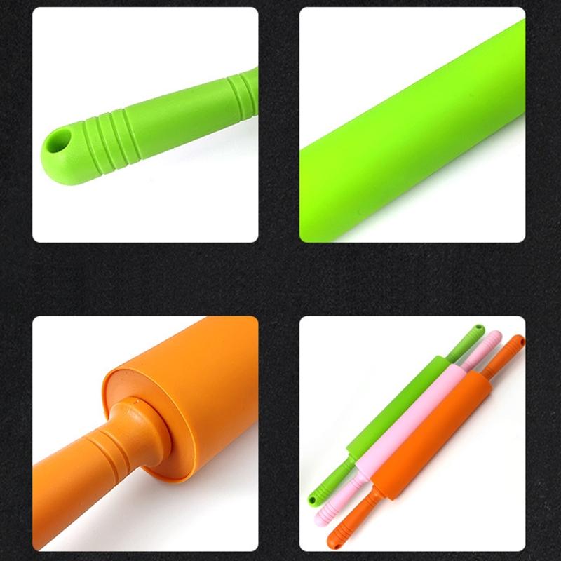 48.5cm Silicone Dough Roller Large Size Non-stick Rolling Pin Colorful Pastry Tool Pastry Dough Flour Roller Kitchen
