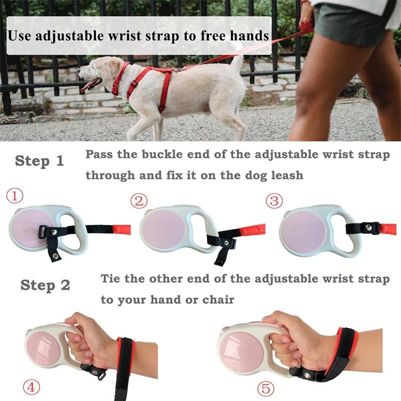 Adjustable Dog Leash Wrist Strap Hands Free Retractable Dog Lead Add On Safety Bracelet For Dogs Walker Pet Accessory Hands Free