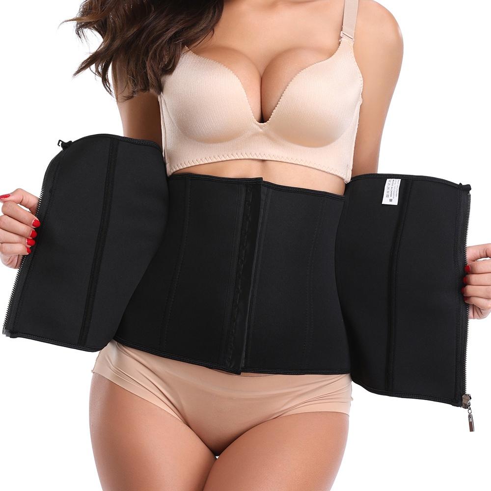 Men Women Waist Trainer Corset Zipper Hook Shapewear Tummy Double Control Body Shaper Waist Belt Faja