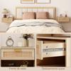 Floating Bedside Tables Set of 2, Wall Mounted Bedside Cabinets with Rattan Drawer and Wood Effect, Oak