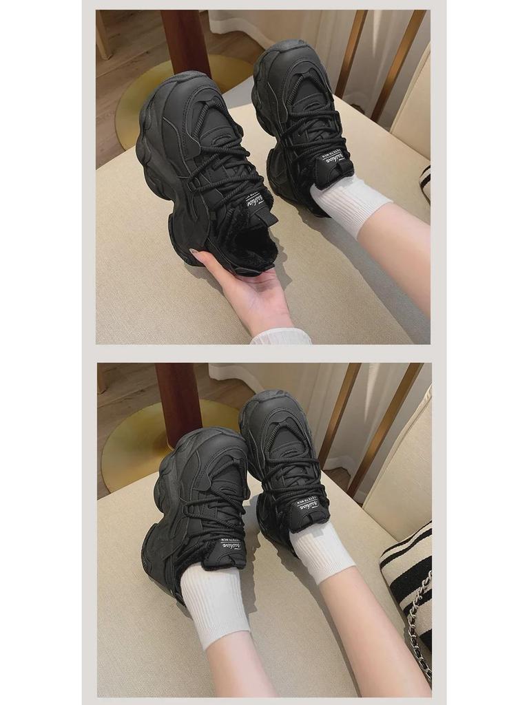 2024 Winter Plus Velvet Dad Shoes - Korean Style Women's Height-Increasing Sports Sneakers, Warm and Casual (FB3306-2)