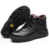 Winter Black Ankle Leather Safety Shoes Men Waterproof Shoes Thermal Cotton Boots